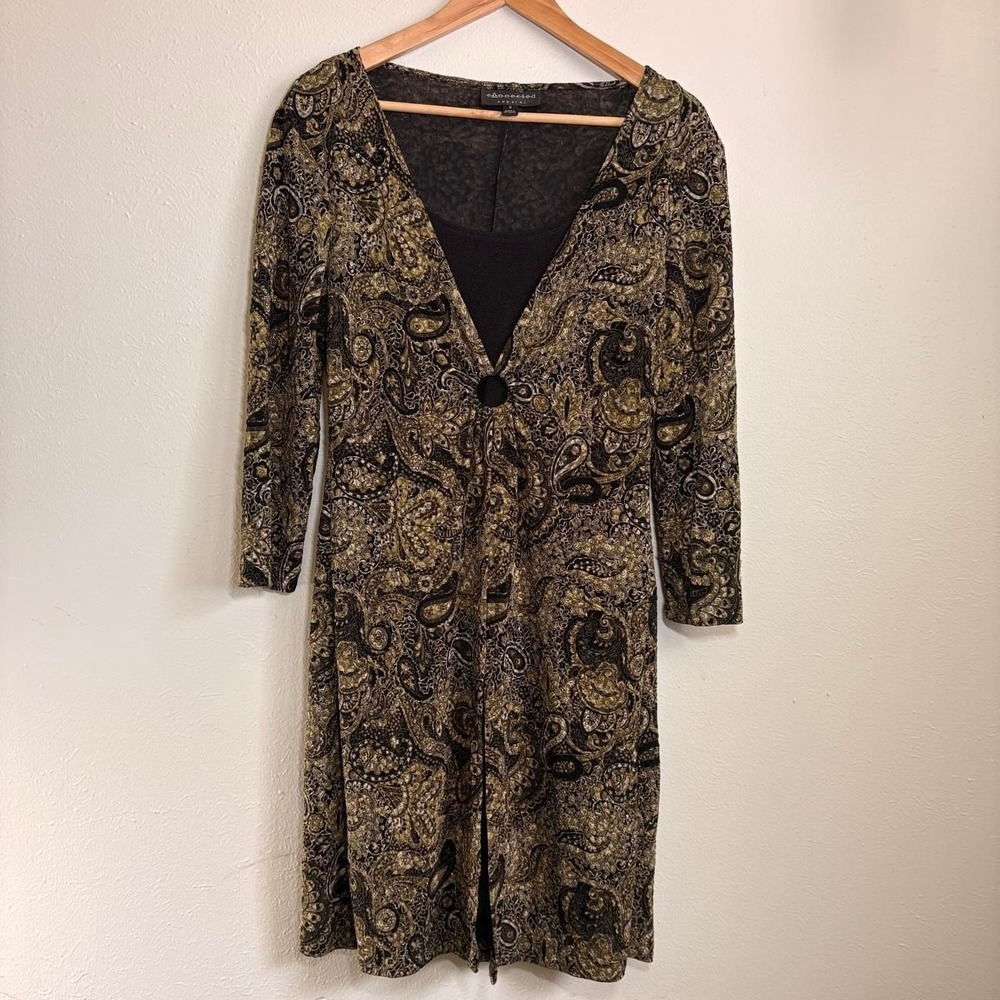 Vintage y2K Whimsigoth Earthy Layered Dress O Ring Paisley Size 6